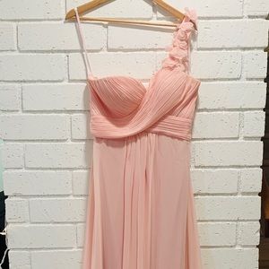 Pink chiffon bridesmaid evening dress